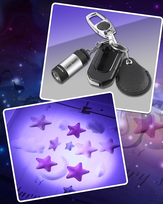Mudder 12 Pieces Mini Keychain Flashlight Rechargeable Operation Christmas Bulk Plastic Small Torch Flashlight Handheld LED USB Rechargeable Waterproof for Camping Hiking Favor(White Light in Silver)