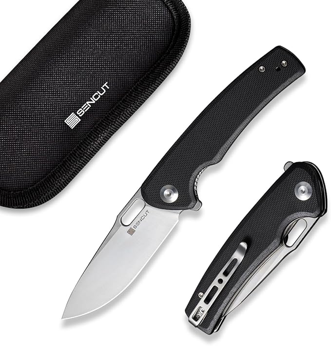 SENCUT Pocket Knife for Men, Vesperon Folding Knives for EDC, 3.35" Blade G10 Handle, Liner Lock knives for Outdoor Indoor S20065-1 (Black)
