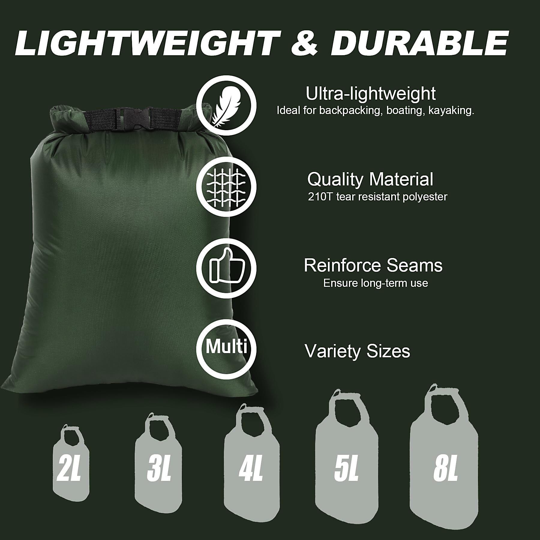 Ucolofun Dry Bags Waterproof Set, 5 Packs Ultralight Waterproof Bags Small Stuff Sack Water Proof