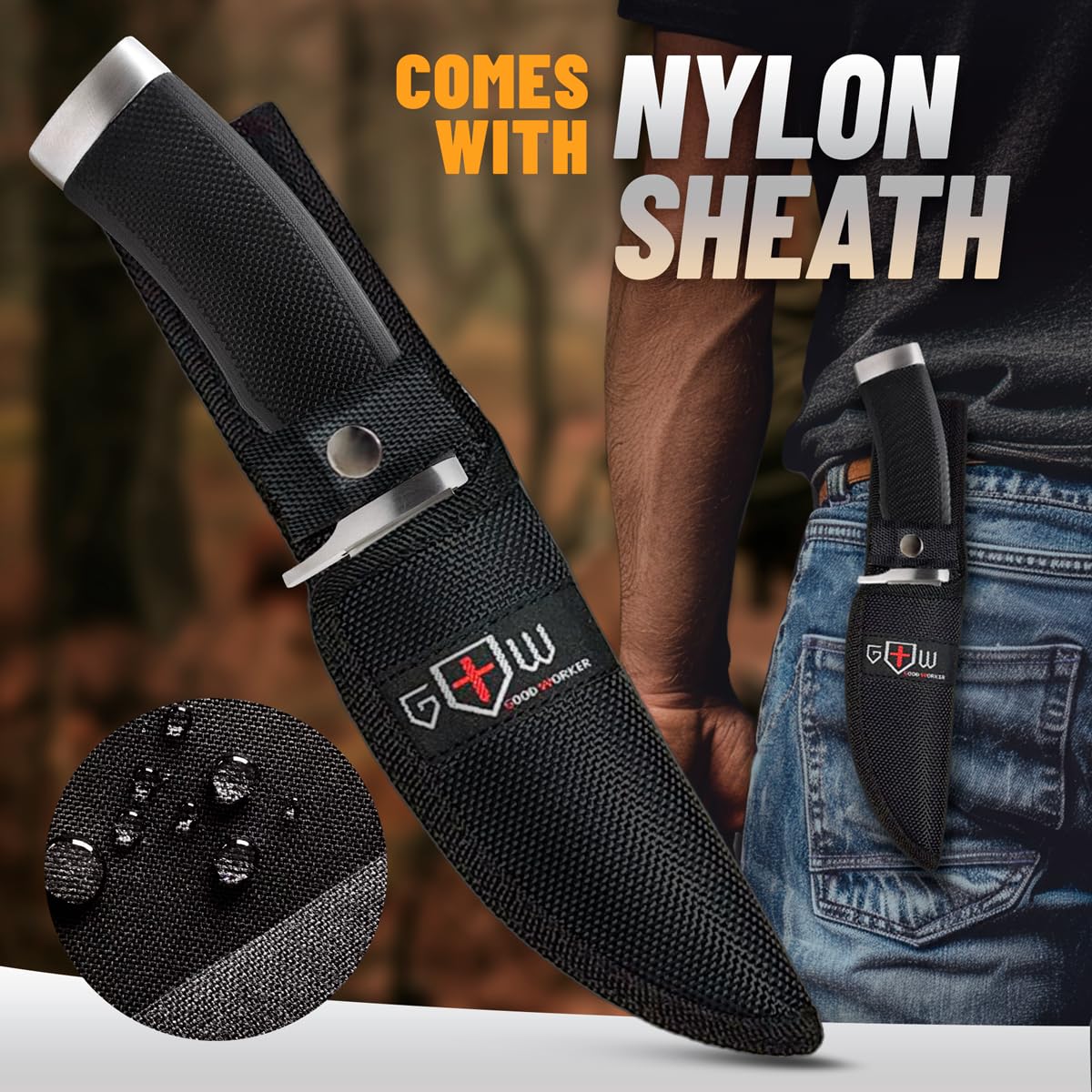 Hunting Knife with Sheath Survival Knives for Men - Best Tactical Camping Hunting Hiking Knife