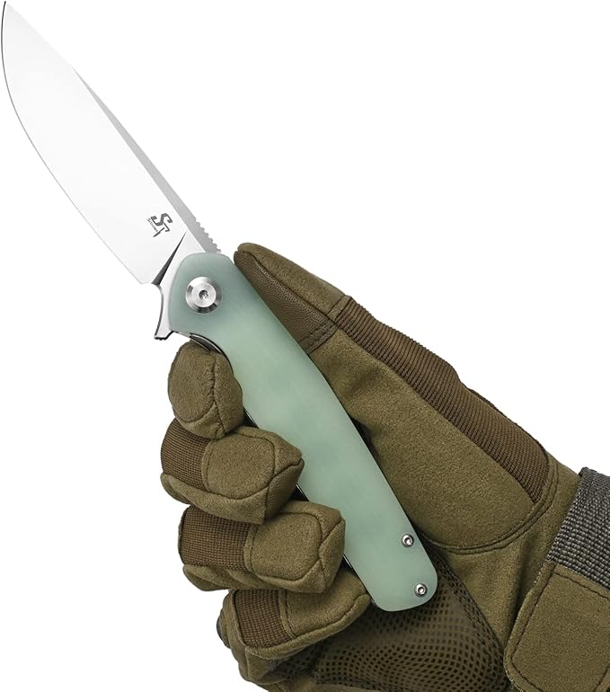 Sitivien ST102 Folding Knife, D2 Steel Blade+G10 Handle Pocket Knife, EDC Tool Knife for Outdoor, Camping, Hunting, Survival (Turquoise) …