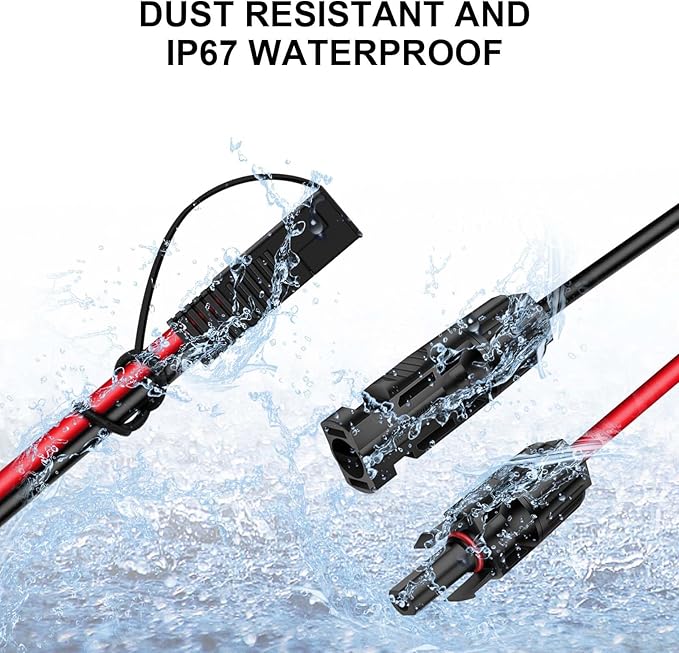 iGreely Solar Panel Connector Cable,10AWG SAE to Male & Female Adapter PV Extension Cable Wire for RV Solar Panel DC Power Battery Charger with SAE Polarity Reverse Adapter 3.1M/10Ft Black