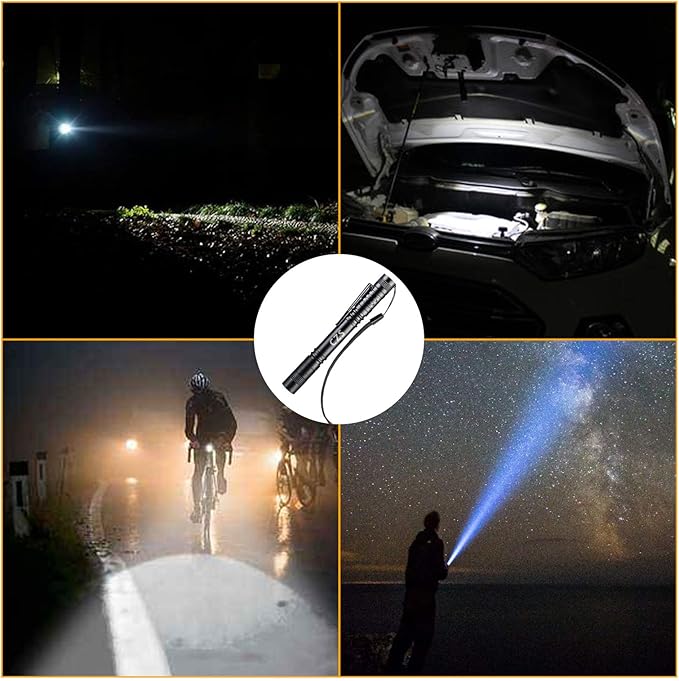 CZS LED Flashlight Penlight 1000 Lumens Battery-Powered Handheld Pen Light Pocket Torch Powered by 2AAA Battery,5 PCS (Battery Not Included)