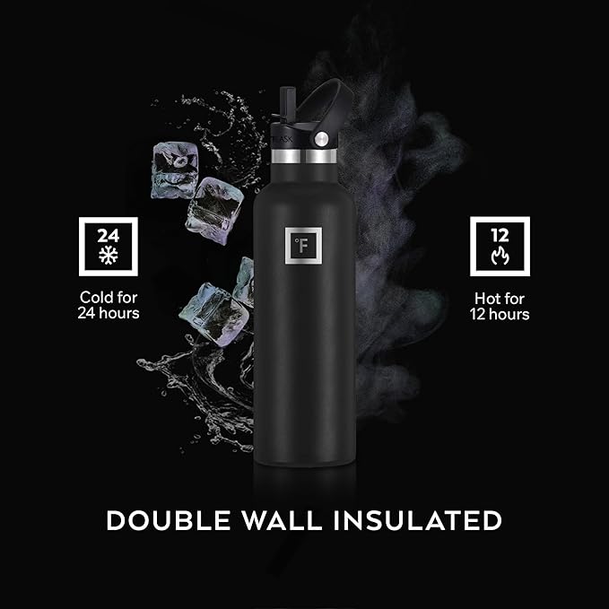 IRON °FLASK Camping & Hiking Hydration Canteens - 3 Lids (Narrow Straw Lid) Leak Proof Vacuum Insulated Stainless Steel - Hot & Cold Double Walled Sports Water Bottle - Bubble Gum, 32 Oz