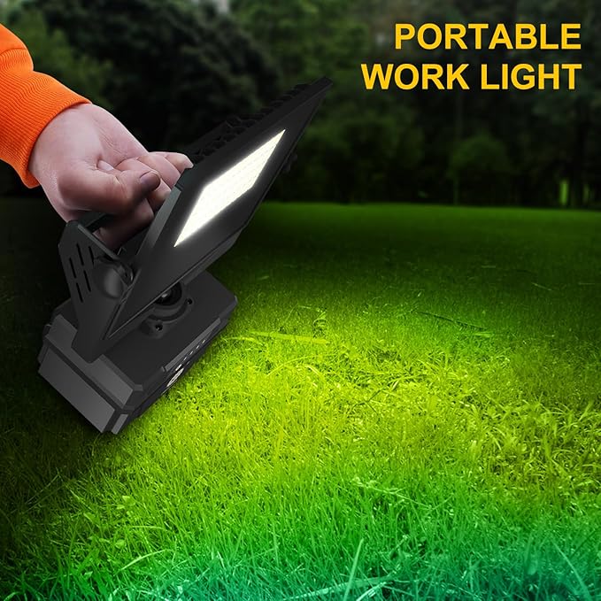 LED Rechargeable Work Light,IP67 Waterproof 9000LM Super Bright Flood Lights，Equipped with 4400 mAh Battery, 5 Brightness Modes Temporary Work Light for Car Repairing, Job Site Lighting, Emergency