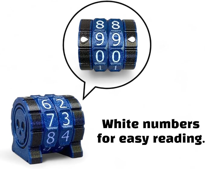 Life Counter Health Tracker for Board Games, TTRPGs, and Card Games with Skull Symbol, Compatible with MTG, 3 Red Wheels with White Numbers
