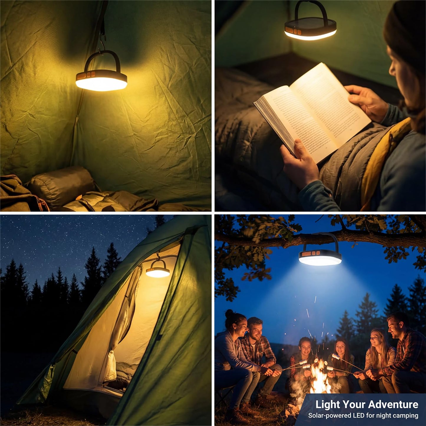 LED Camping Lantern, Solar Lanterns, 5000mAh Rechargeable Light 2000 Lumens 5 Light Modes, IP65