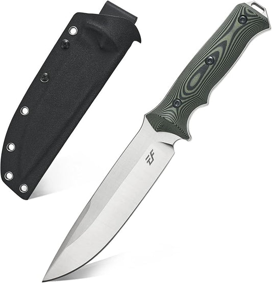 Eafengrow EF128 Fixed Blade Knife DC53 Steel Blade, Two Tone G10 Handle Full Tang Fixed Knifes Straight Knife for Working Camping Hunting Adventure EDC Tool Knife