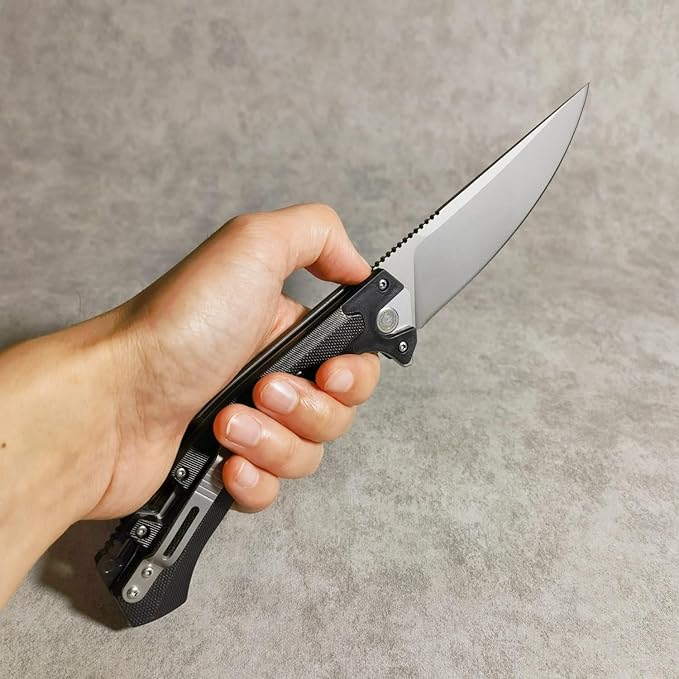 10 Inches Tactical Folding Knife - Multi-Functional Survival Knife for Camping, Hunting, Fishing, Hiking | Outdoor & Emergency Preparedness Tool (GRAY)