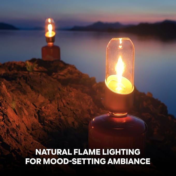 Fire-Maple Orange Camping Lantern Glass, Steel & Aluminum | Propane or Isobutane Fuel Canister Beautiful Lights | NO Mantles Needed | Propane Lanterns for Camping, Emergency Essential