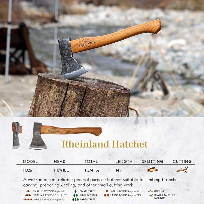 1844 Helko Werk Germany Axe Collection - 5 Traditional Axes Set- Bavarian Woodworker, Hessen Woodworker, Black Forest Woodworker, Rheinland Pack Axe, Rheinland Hatchet