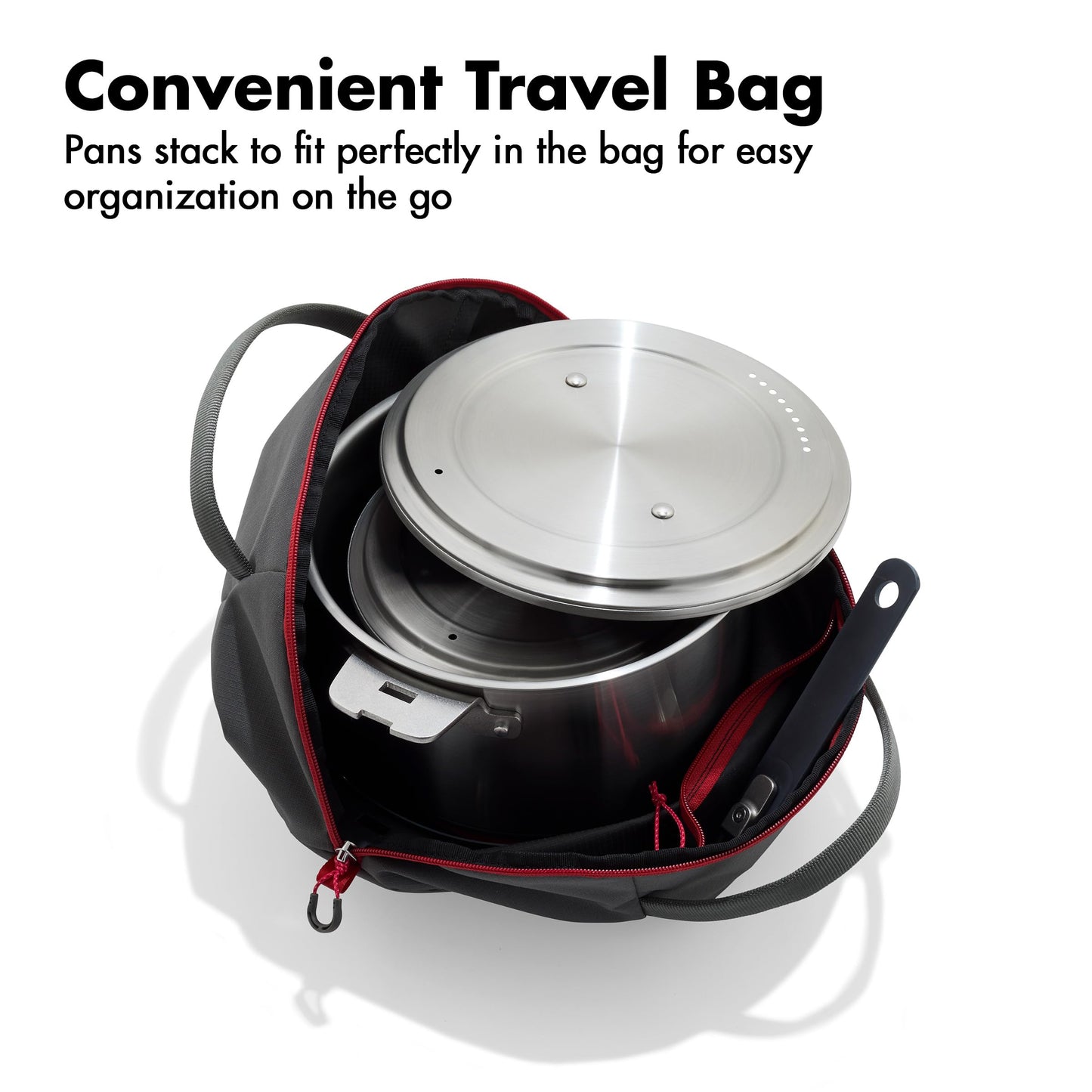 OXO Outdoor 8 Piece Camping Cookware Set, 10" Pre-Seasoned Carbon Steel Frying Pan Skillet, 2.25QT