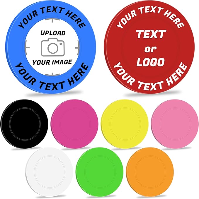 100 Custom Poker Chips,Personalized Image/Text/Logo on a Chip,Good for Bar Tokens,Golf Ball Mark,Company Advertise