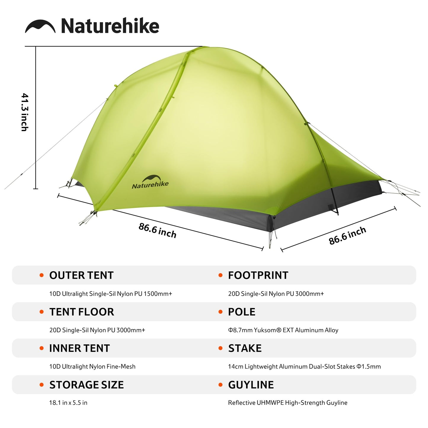 Naturehike Star Trail Ultralight Backpacking Tent, 2.3lb One Person Tent, 2.76 lb 2 Person Tents
