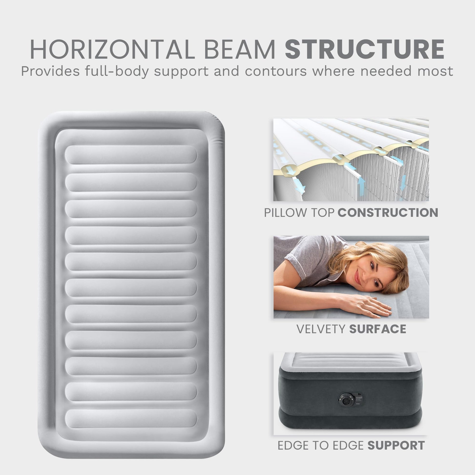 Intex Dura-Beam Deluxe 18" Twin Size Air Mattress with Built-in Pump