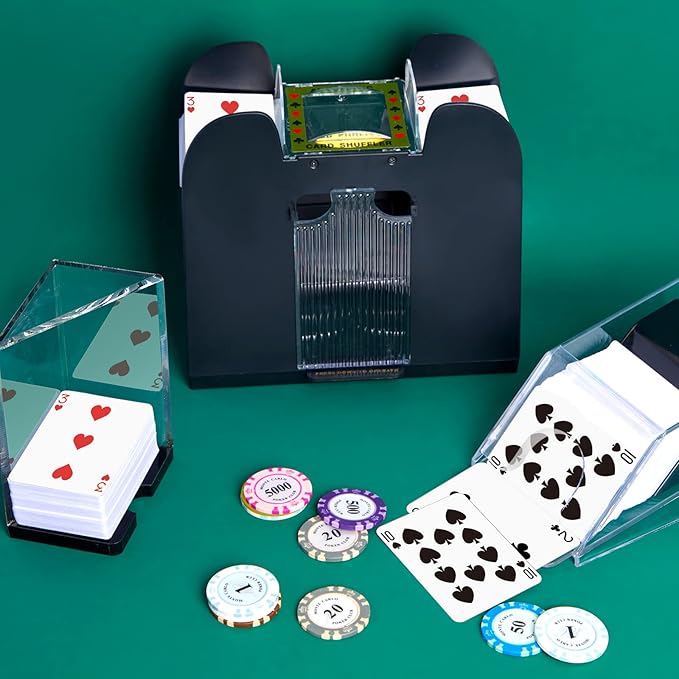 Aoriher Blackjack Game Combo Set Including Blackjack 6 Deck Automatic Card Shuffler 6 Shoe and 6 Tray for 10 Cut Cards for Casino, Party Night