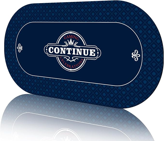 CONTINUE Upgraded Waterproof Poker Mat 8 Players Texas Hold'em Poker Mat Professional Poker Mat Anti-Slip Rubber Poker Table Top Layout with Carrying Bag for Poker Games, Blackjack, Casino（70 x 35 ）