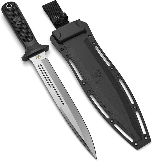 ODENWOLF W-Catcher Fixed Blade Knife with Sheath - Large Hunting-Knife made of D2 steel - Big Fixed Blade Knives with Non-Slip TPE Handle - Full Tang Survivalknife for Outdoor Activities