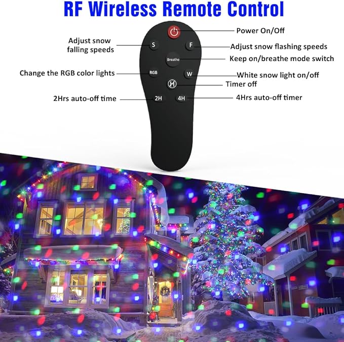 Christmas Snowfall Projector Lights Outdoor,15 Colors Holiday Rotating Falling Snow Projector with Remote Control,Waterproof Landscape Lights for Home Yard Garden Halloween Christmas Decor