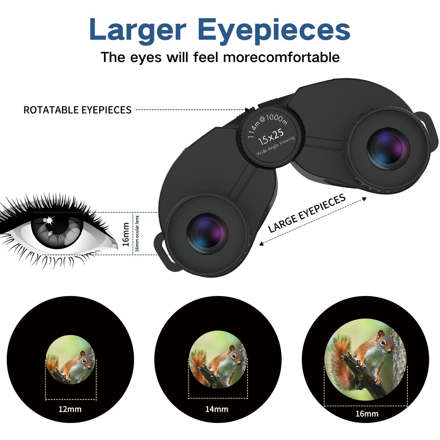 20x25 Compact Binoculars for Adults,High Powered Large Eyepiece Waterproof Binoculars,Easy Focus