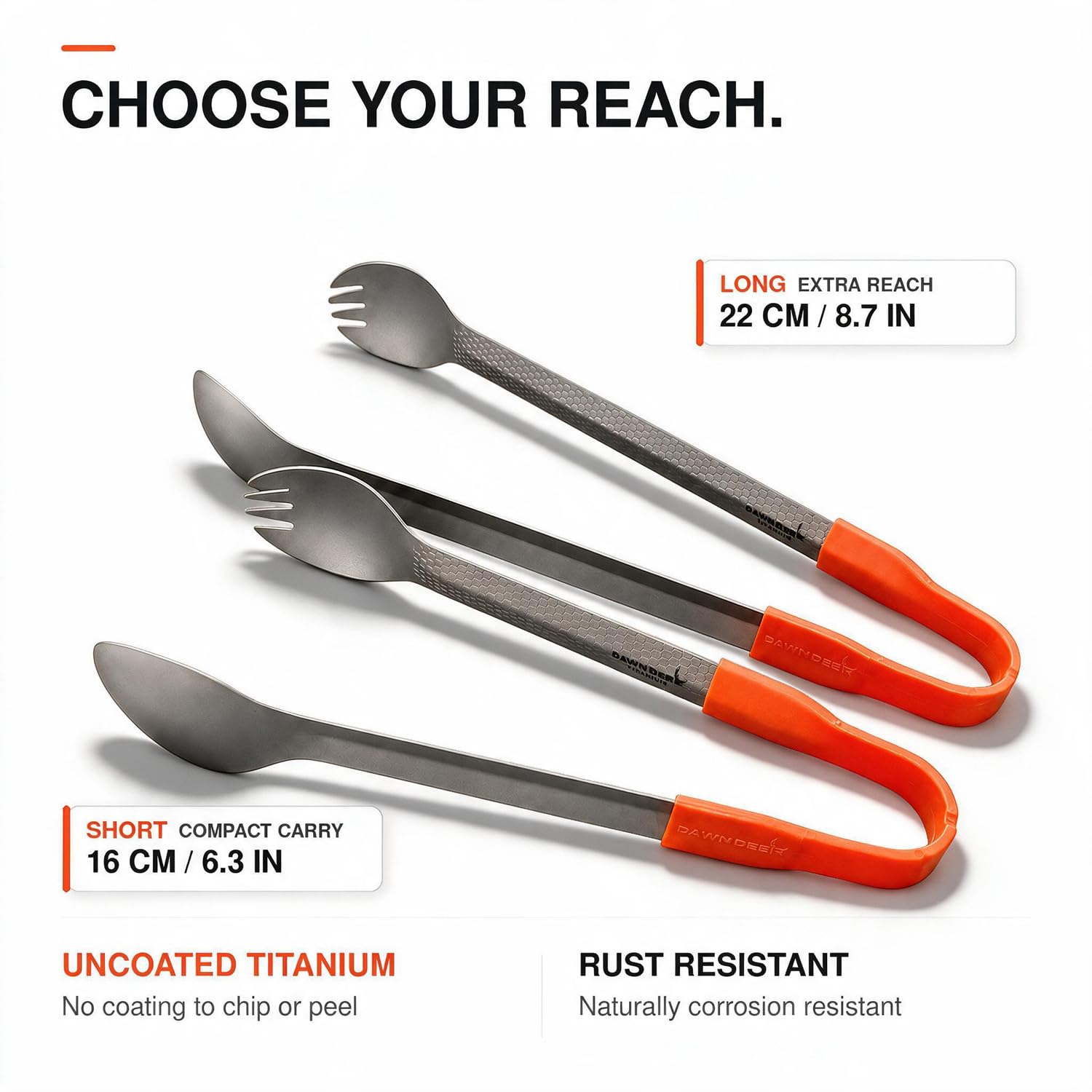 Dawn Deer 3-in-1 Titanium Camping Spoon and Spork Set, 8.7-Inch
