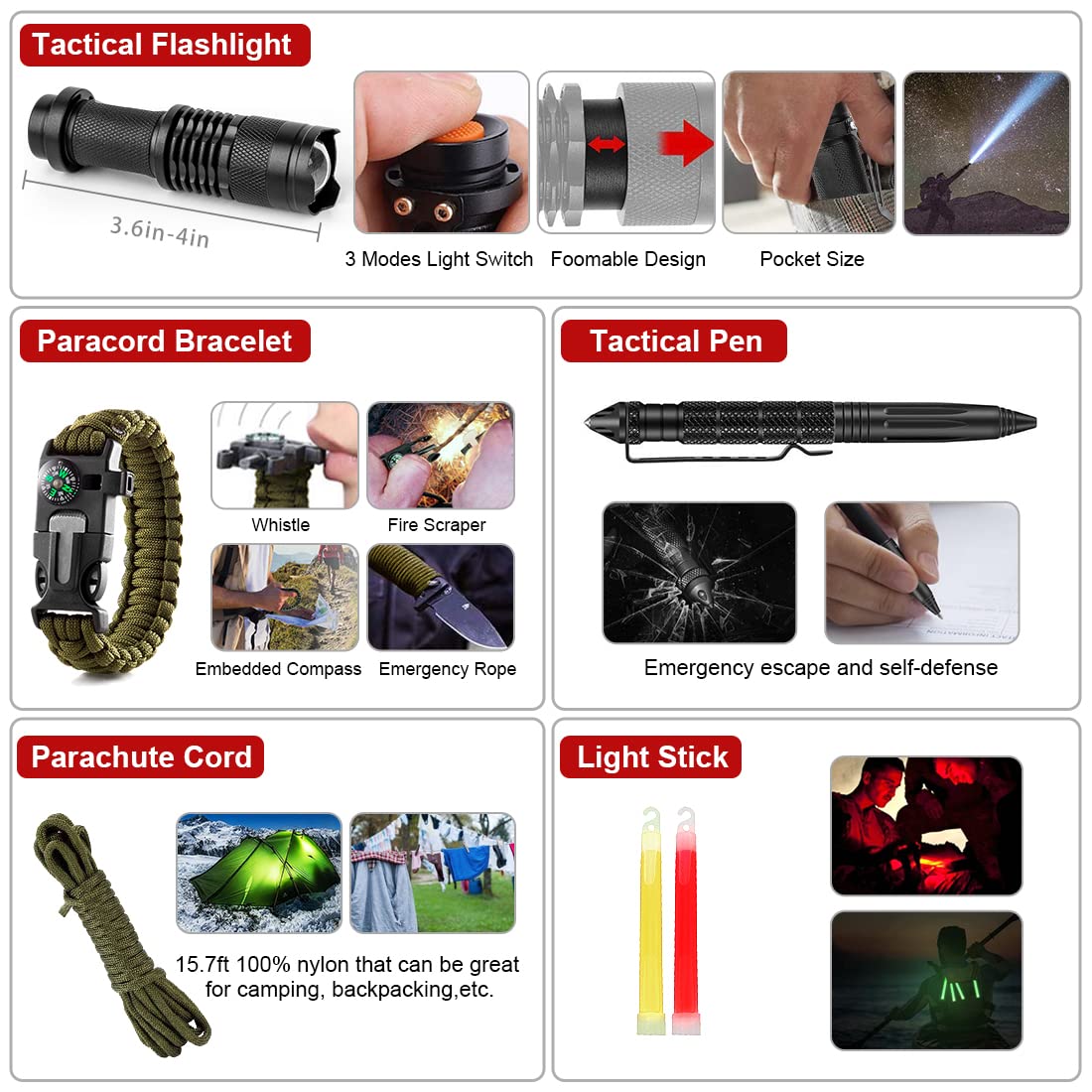 Survival Kit, 251 Pcs Survival Gear Emergency Supplies First Aid Kit