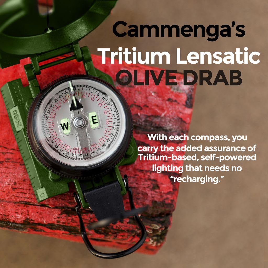 Cammenga 3H Tritium Military Lensatic Compass with Pouch, Olive Drab