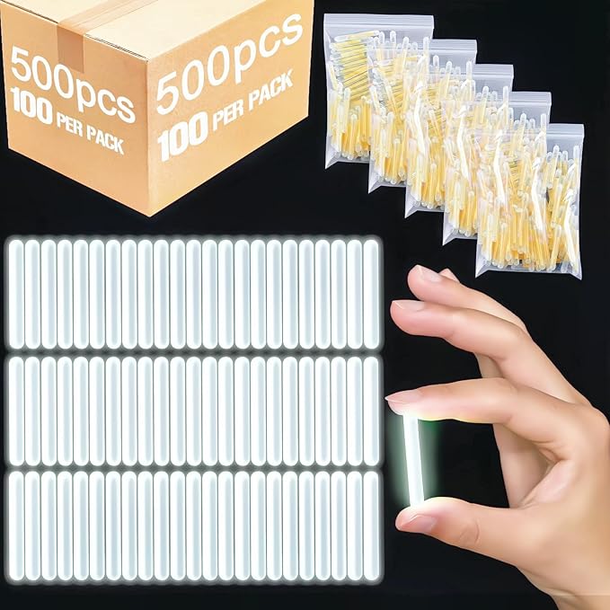 Jenaai 500 Pcs Fishing Glow Sticks Bulk for Bobbers Mini Glow Stick Rod Tip for Fishing Poles Small Glow Sticks for Night Fish Easter Eggs Easter Basket Stuffer(1.5 Inch,White)