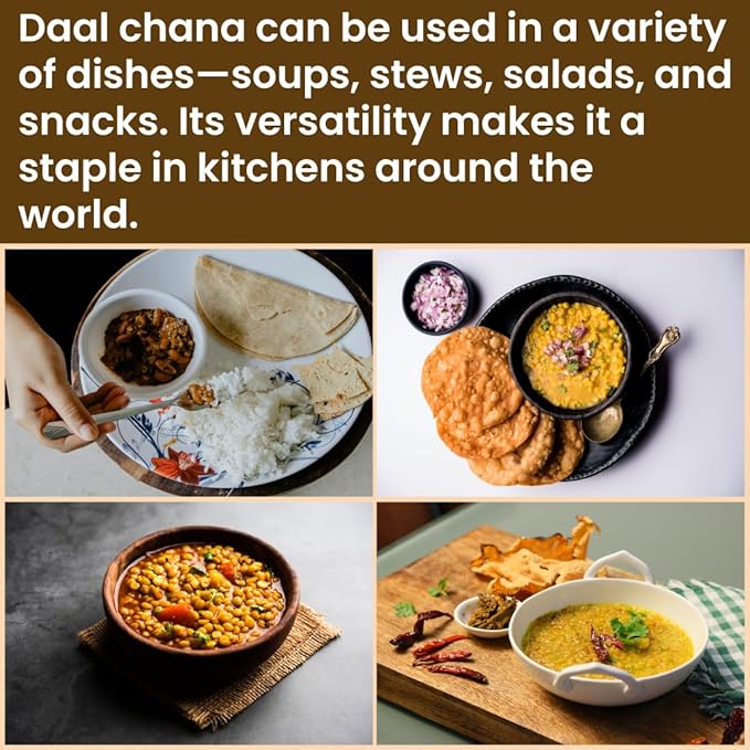 Darsa Organics Chana Dal 2 lb ??USDA Organic Split Bengal Gram (Yellow Chickpeas), Non-GMO, Chemical-Free ??Yellow Lentils for Dal, Khichdi, Soups, Salads, Veggie Burgers & Patties