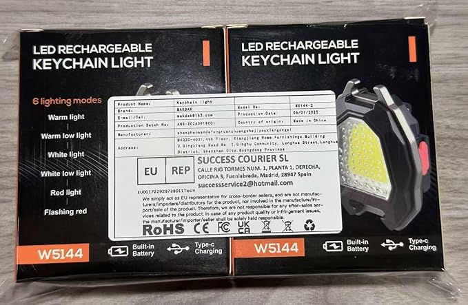 MAKDAK 2PC Keychain Flashlight Rechargeable Cob Keychain Work Light 7 Modes 1600Lumen High Lumen Flashlights for Emergencies,EDC