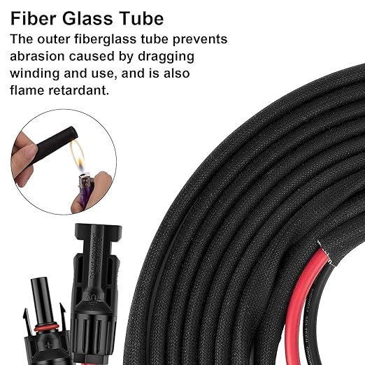 40FT 10AWG Solar Panel Extension Cable with Female and Male Connectors, Solar Cable for Solar Panels, Charge Controllers and Solar Generator (10AWG, 40FT)