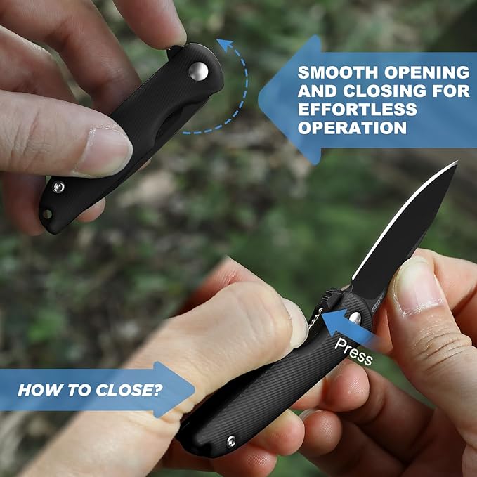 Small Pocket Knife, 4.96" EDC Mini Folding Knives 2" Drop Point Blade 5Cr13MoV Stainless Steel, Compact Tool, Gifts for Men Dad for Everyday Carry, Full Black