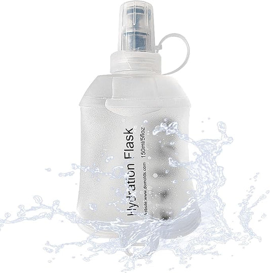 J.CARP 150ml Soft Flask Running Water Bottles, TPU Foldable Running Hydration Flask for Hydration Pack Cycling Hiking Climbing Outdoors Motorbike White