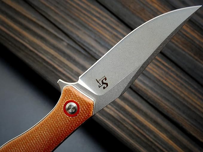 Sitivien ST112 Folding Knife, D2 Blade and Micarta Handle EDC Tool Knife with Pocket Clip for Outdoor Camping Hiking Survival(Brown)