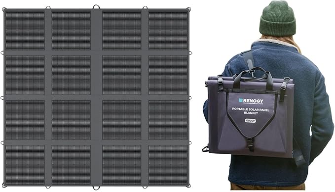 400W Portable Solar Panel, Renogy Solar Blanket N-Type Foldable Solar Panel, 25% High Efficiency, Lightweight Solar Panel Charger for Camping, RV, Marine, SUV, Off Grid Applications