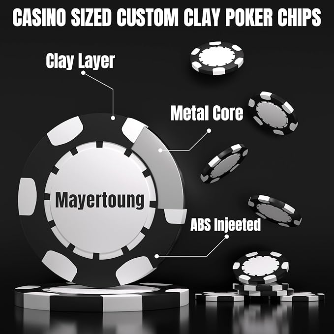 25 Custom Clay Poker Chips, 40mm Heavy 11.5g Casino Sized Personalized Poker Chips with Your Logo, Image or Text, Custom Drink Tokens for Bar, Party, Tournaments, Golf Club or Events