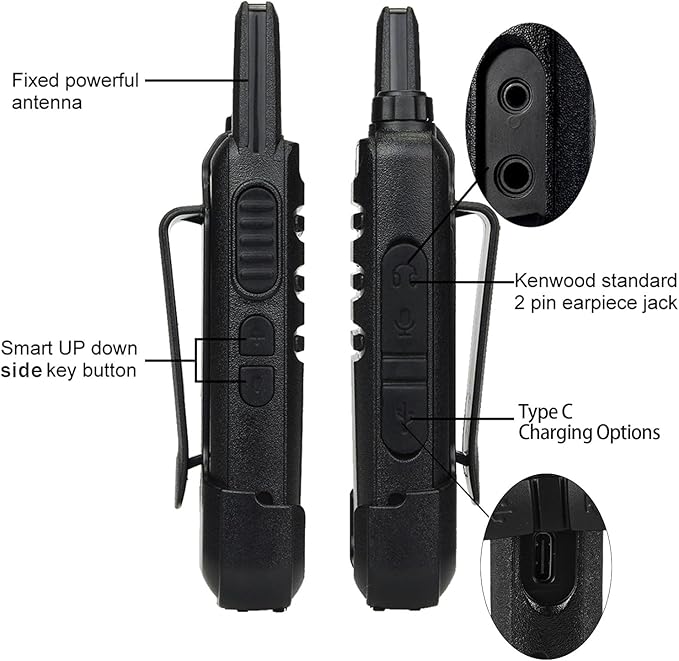 Retevis RT22 Two Way Radio Long Range Rechargeable,Portable 2 Way Radio, USB-C Charging, Handsfree Walkie Talkies for Adults Cruise Hiking Camping(4 Pack)