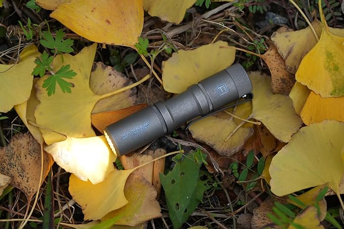 Manker E05 II High Density 800 Lumens High Output EDC Flashlight White LED Emitters, Eeay to Carry, for Camping, Hiking (Titanium - Stonewashed NICHIA 519A-V1 4000K)
