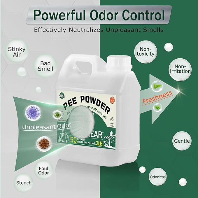 Pee Powder Gel - 2/4lb Rapid 60-Second Absorption & Odor Neutralizer for Portable Toilets, Camping, and Outdoor Essentials