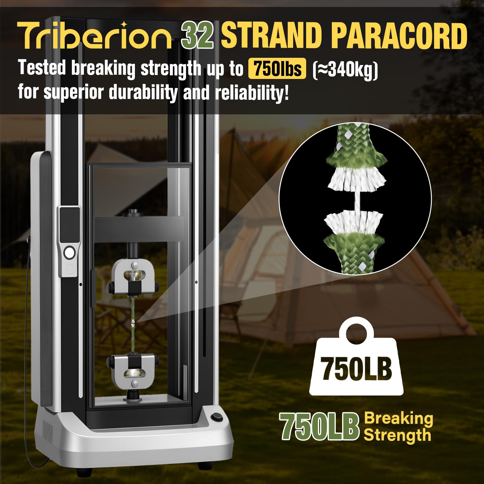 TRIBERION Reflective Paracord Rope 750 lb - 50ft 5/32" Parachute Cord 4MM 12-Strand para Cord