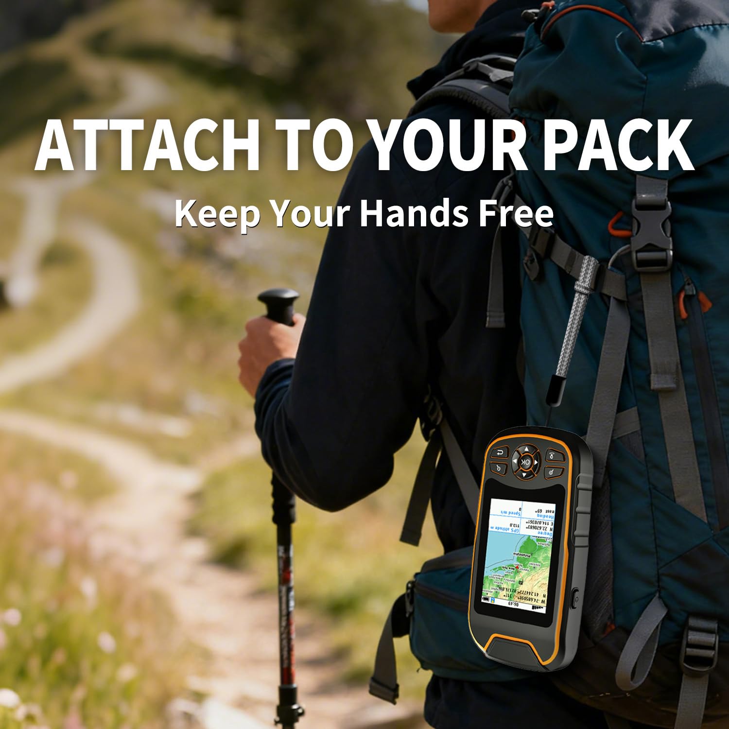 Handheld GPS for Hiking, Rugged and Waterproof Handheld GPS Navigator, 3.2" Sunlight Readable
