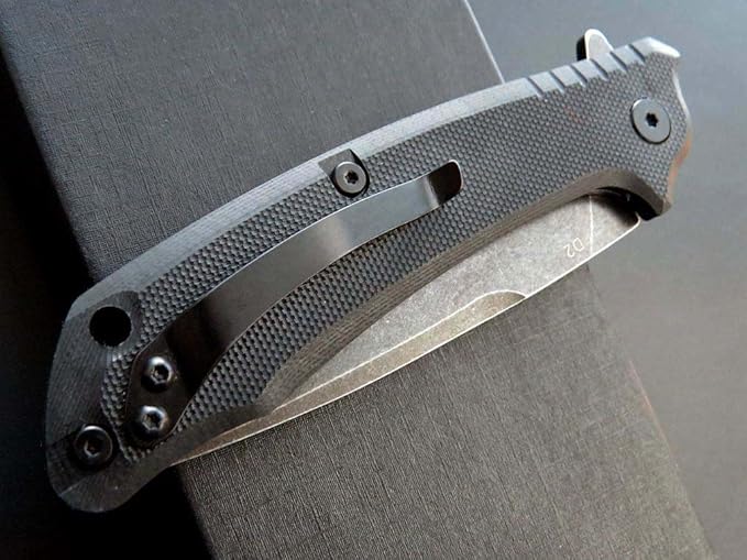 Eafengrow EF223 Folding Knife D2 Blade with G10 Handle Multi Pocket Knife Survival Outdoor Camping Survival (black)