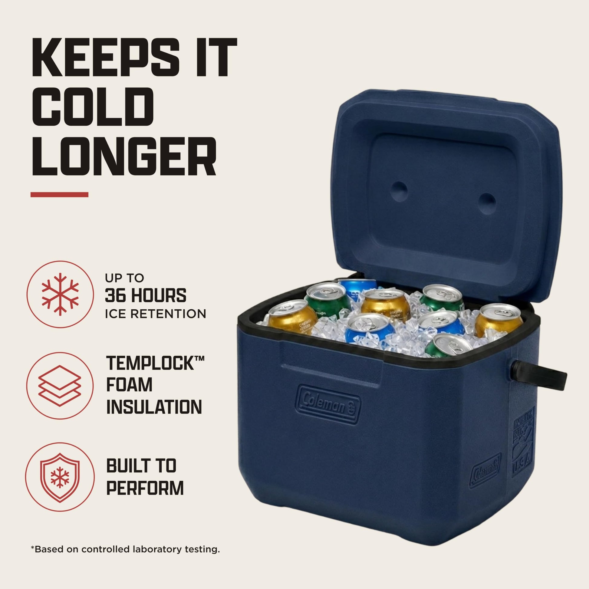 Coleman Chiller 16qt Portable Cooler with Ice Retention and 2-Way Heavy Duty Handles, Leak