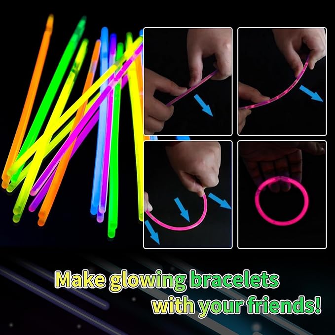 200 Pack 8'' Glow Sticks Bulk Party Favors Red Light Up Sticks with Connectors Neon Glow in the Dark Party Supplies Bracelets for Holiday Birthday Party Decoration (Red)