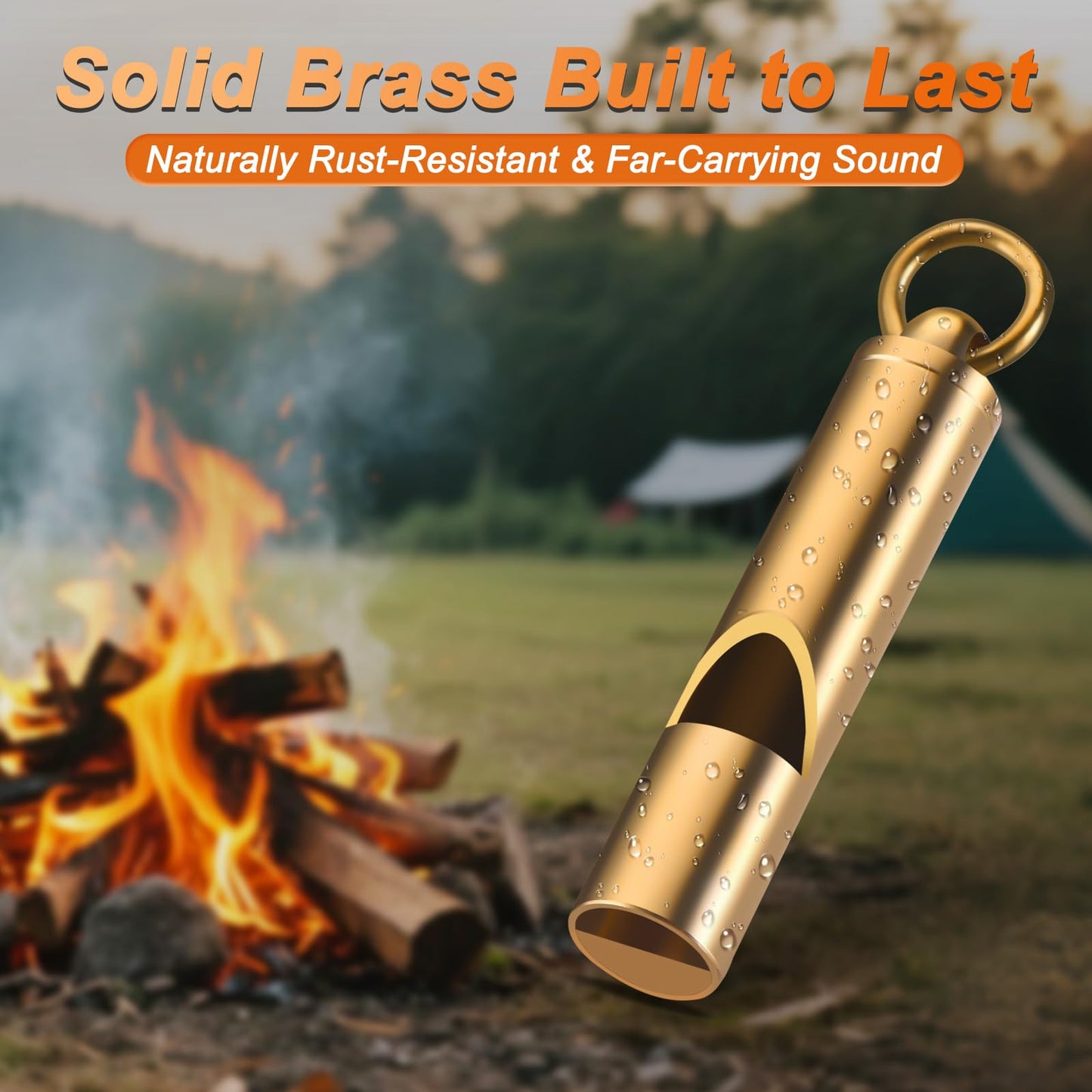Upeckaroo Brass Emergency Whistles 2 Pack with Tangle-Free Lanyard - Pealess Safety Whistle