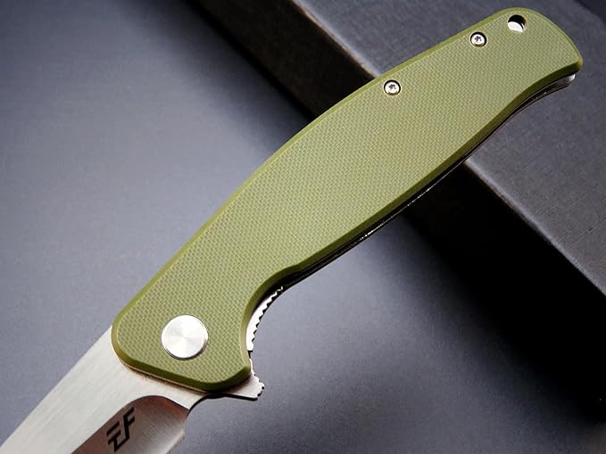 Eafengrow EF240 Folding Knife D2 Steel Blade G10 Handle EDC Tool Pocket Knives for Outdoor Working Camping (green)