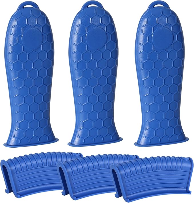 Joyhalo Cast Iron Skillet Handle Cover, 6 Pack Heat Resistant Pot Handle Covers, Silicone Sleeve for Cast Iron Pan, Blue