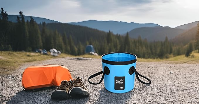 BANCHELLE Collapsible Bucket Water Container Portable Folding Camp Wash Basin for Outdoor Traveling Hiking Fishing Car Washing Gardening Camping (Blue, 12L)