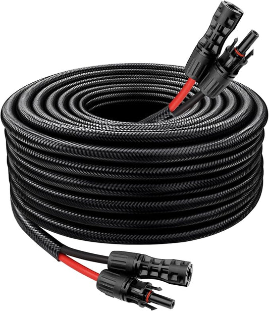 Solar Panel Extension Cable - 8AWG 20FT Solar Wire with Female & Male Waterproof Connector Flame Retardant Protective Sleeving PV Wire for RV, Photovoltaic Systems, Home, Boat, Solar Panels, Car