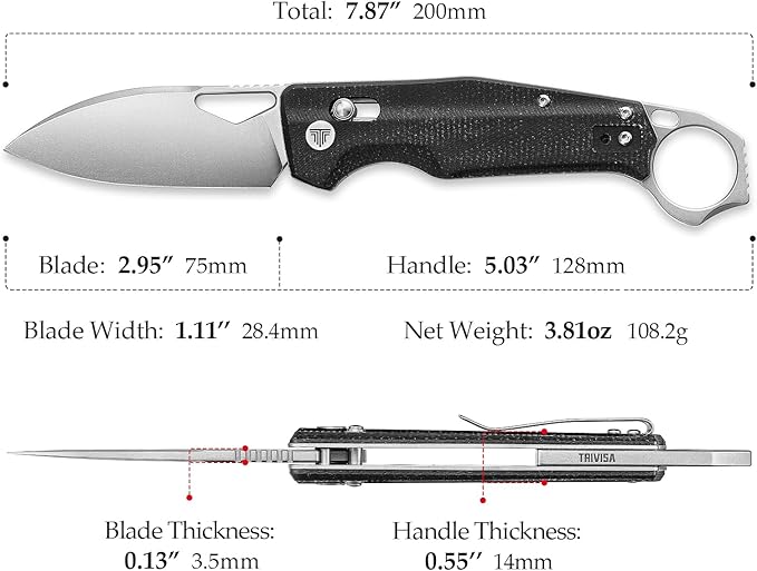 Knives - Sagitta-04B | Folding Knife with Clip，Pocket EDC Knife For Menï¼?.95" 14C28N Steel Sharp Blade & Micarta Handle，Outdoor Camping Tool，Axis lock
